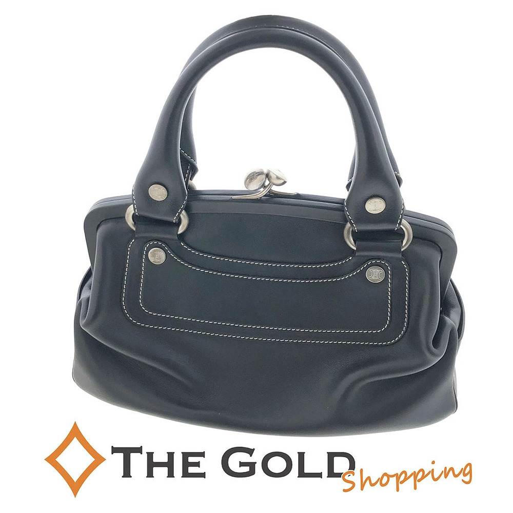 Celine Handbag Coin Purse Leather Matte Black